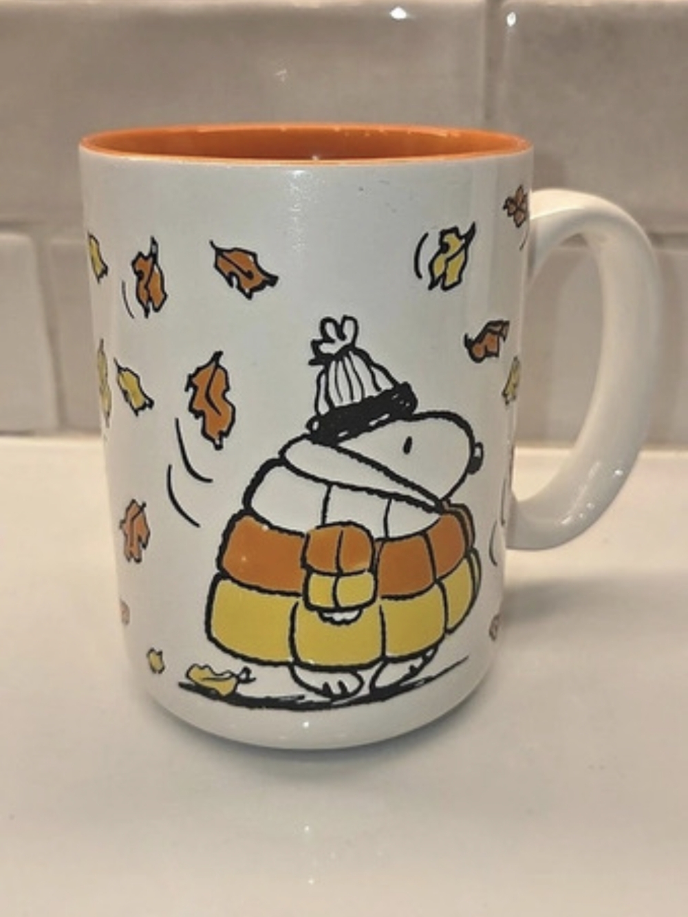 Peanuts Illustrated Animal Mug in White & Orange